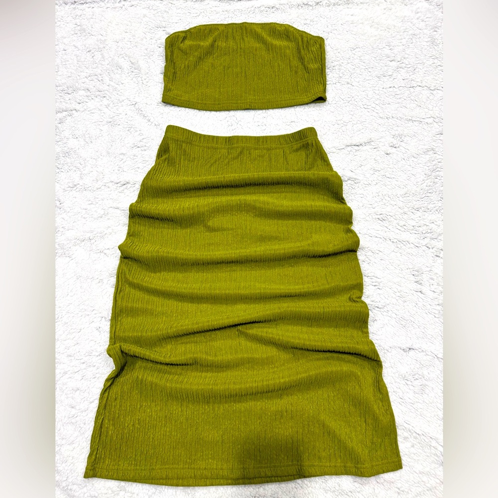 Olive Green Ribbed Skirt